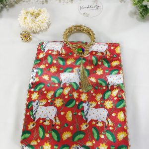 Potli Bag With Gold Handle Traditional And Floral design