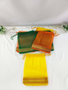 multi-colored tissue potli bags, ideal for wedding favors, nikah ceremonies, and gift hampers. Perfect for birthdays, anniversaries
